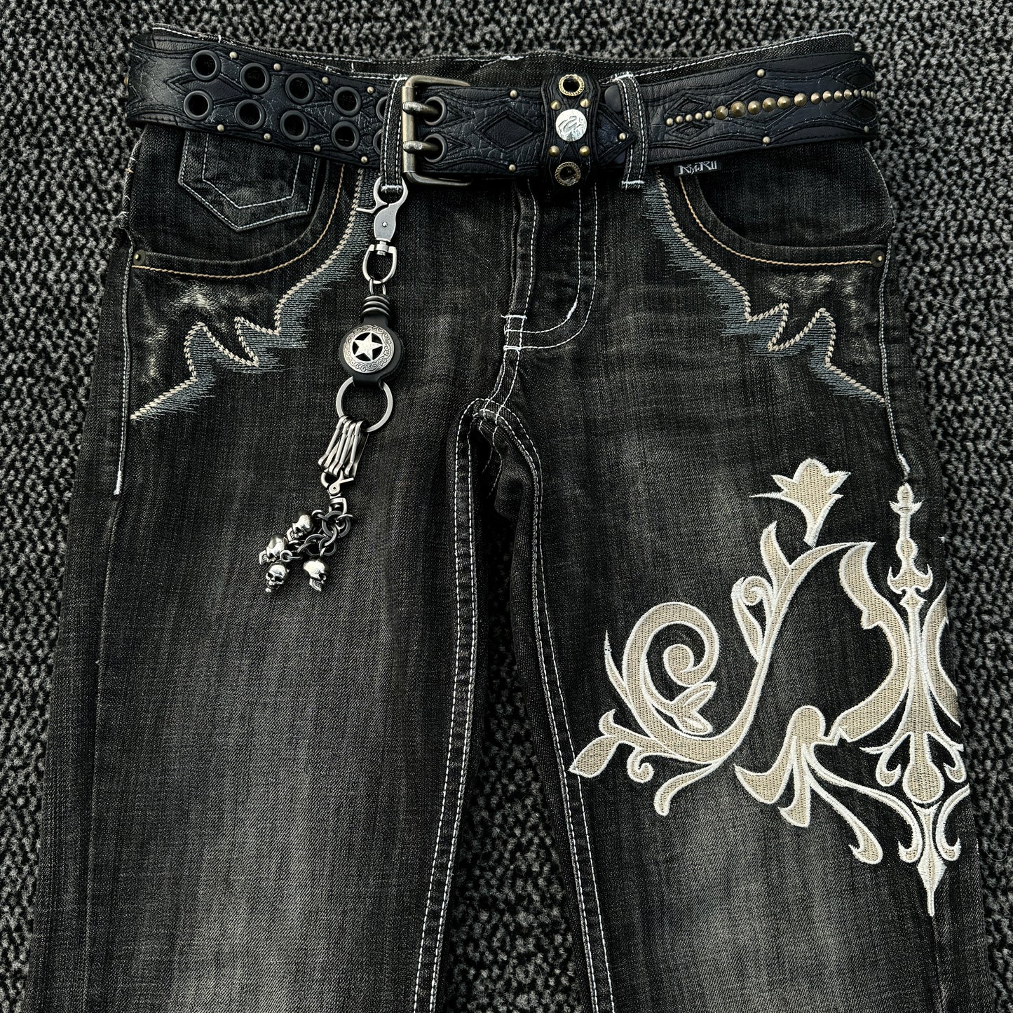 Tornado Mart "Tribal" Embroidery Flared Denim