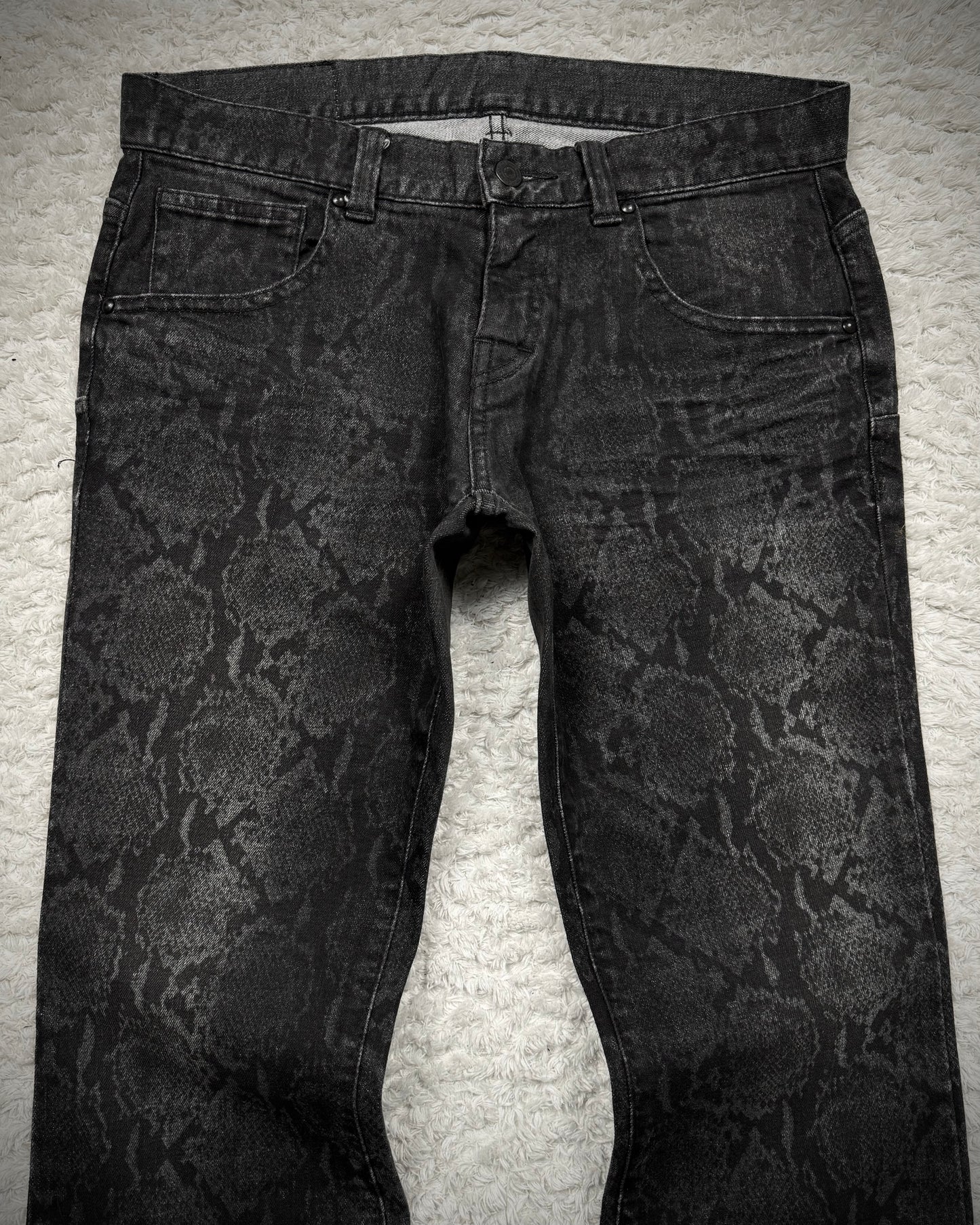 Tornado Mart Python Pattern Flared Jeans