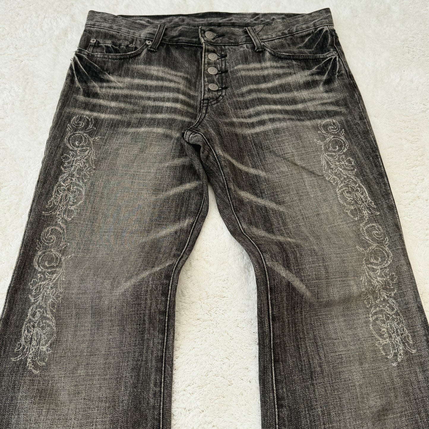 Tornado Mart Tribal Floral Printed Flared Jeans (Size L)