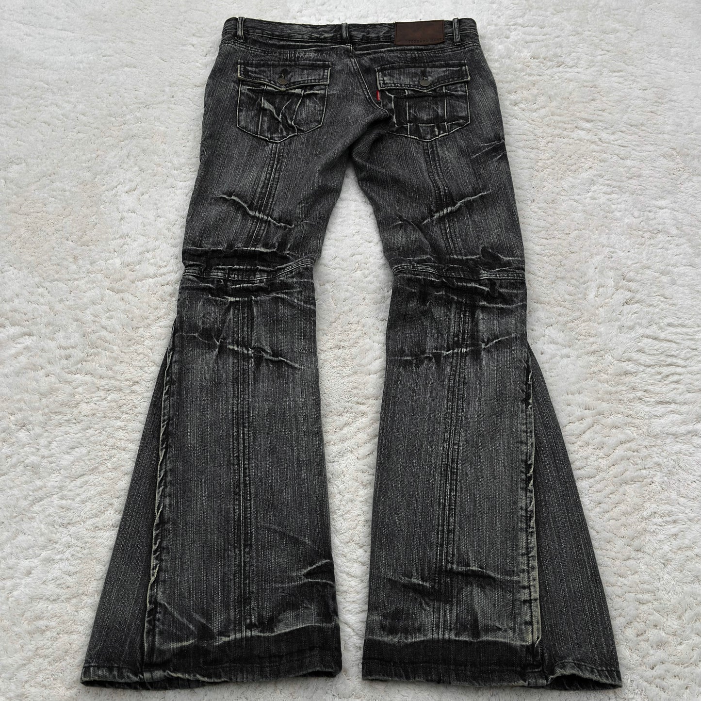 Tornado Mart Button Up Panel Zipper Flared Jeans