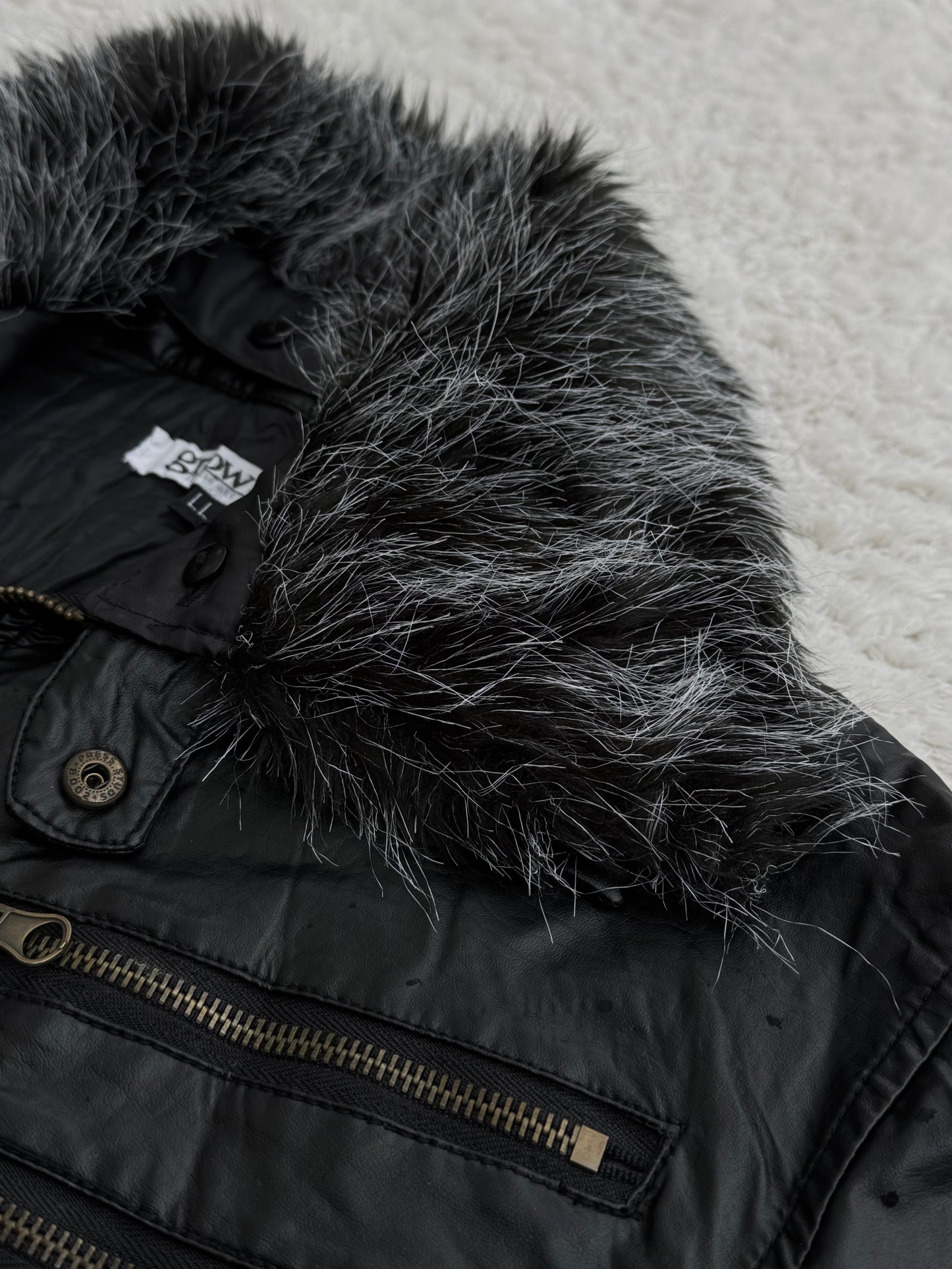 In The Attic Faux Fur Collar Leather Jacket