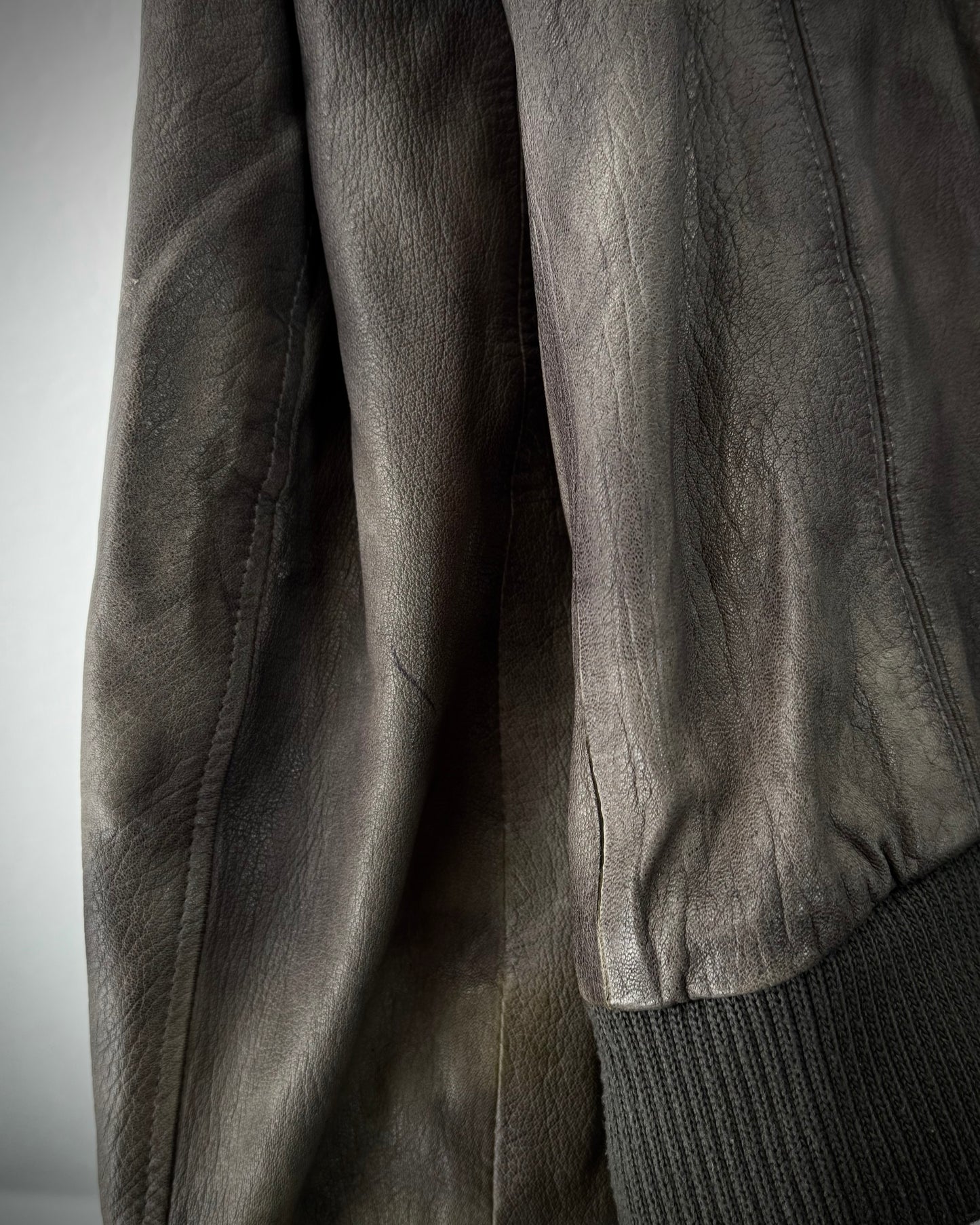 Prens Earthy Patina Grained Leather Jacket