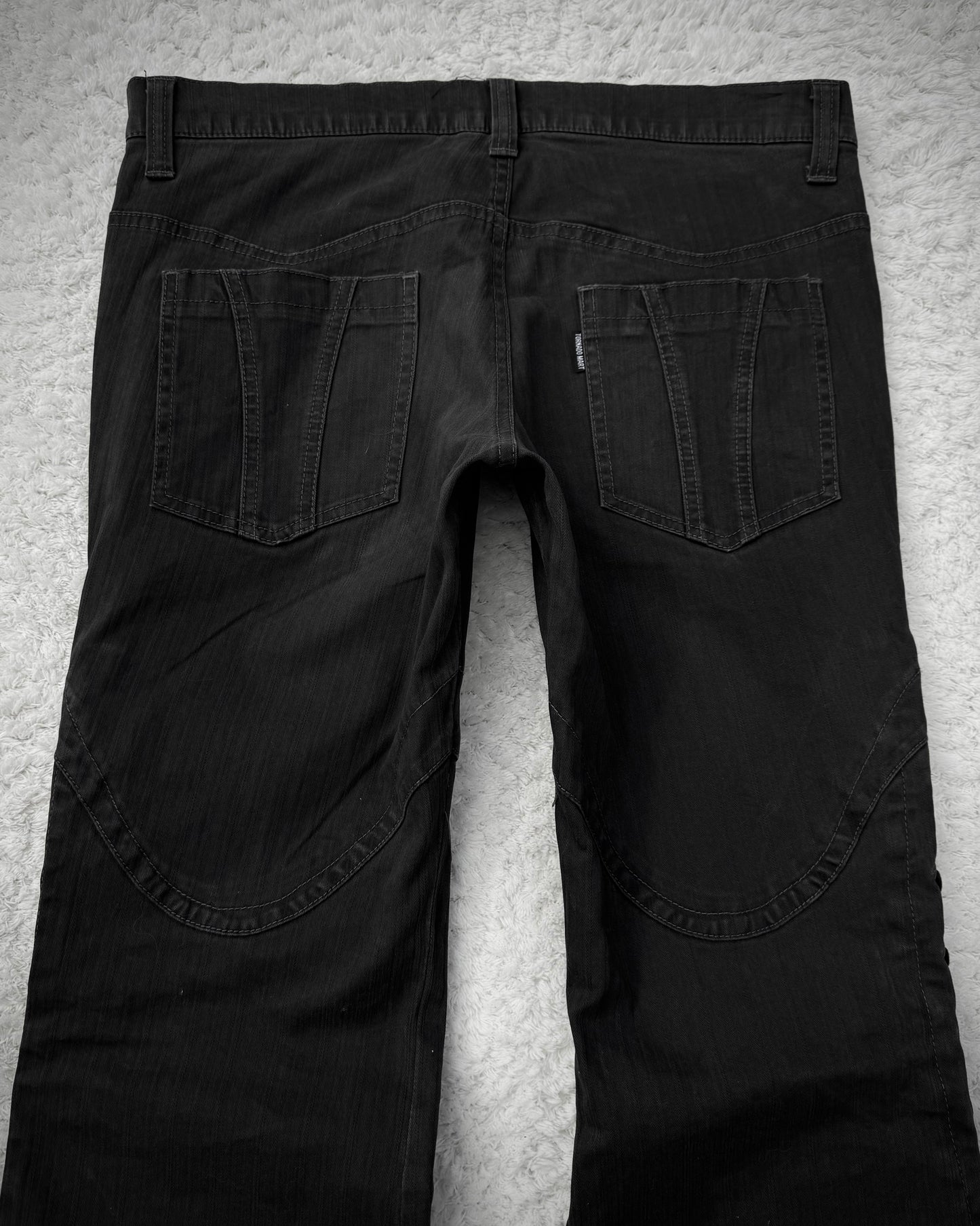 Tornado Mart Pin Striped Lace Up Flared Pants