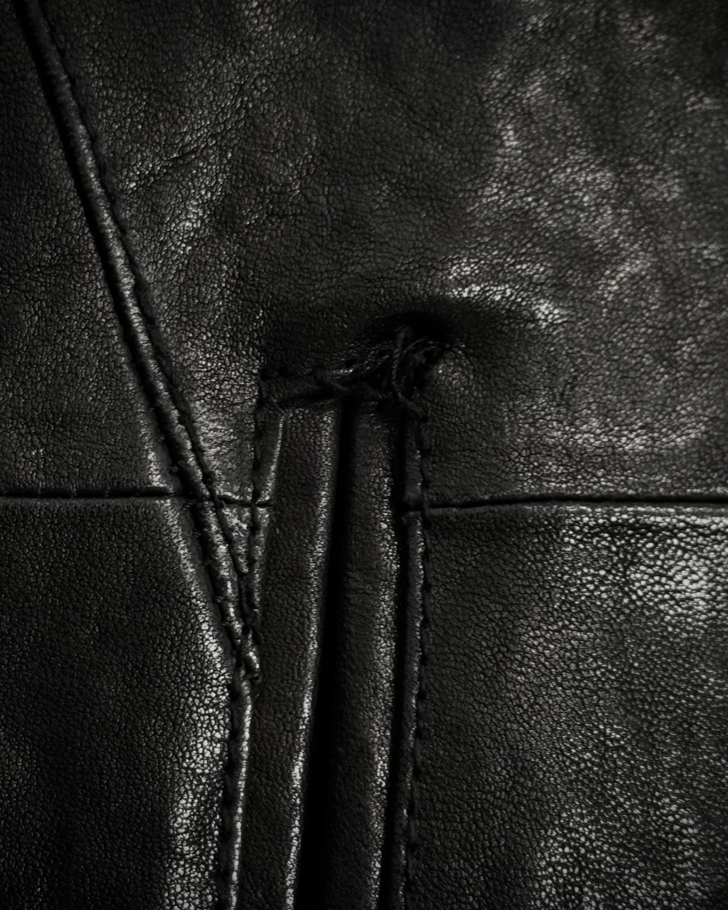 Comme Ca Men Rabbit Fur Collar Leather Jacket