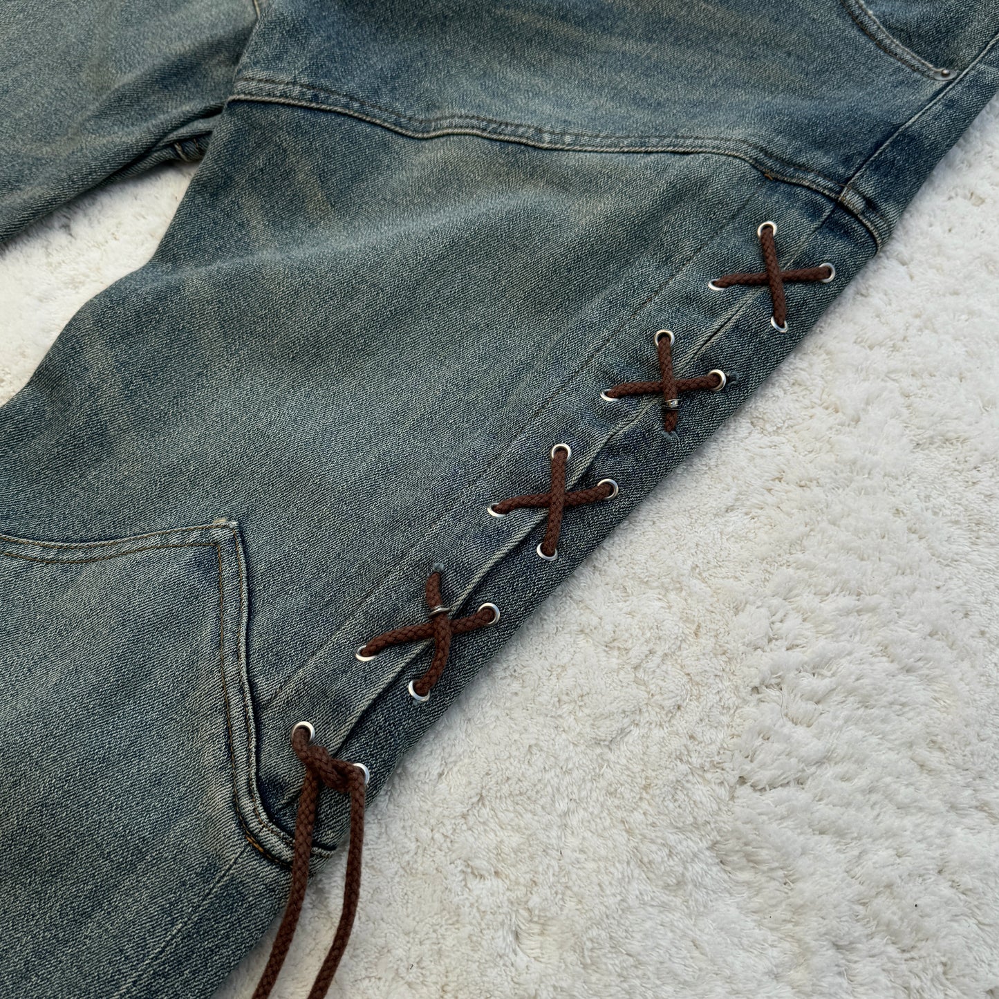 Tornado Mart Lace-Up Flared Jeans