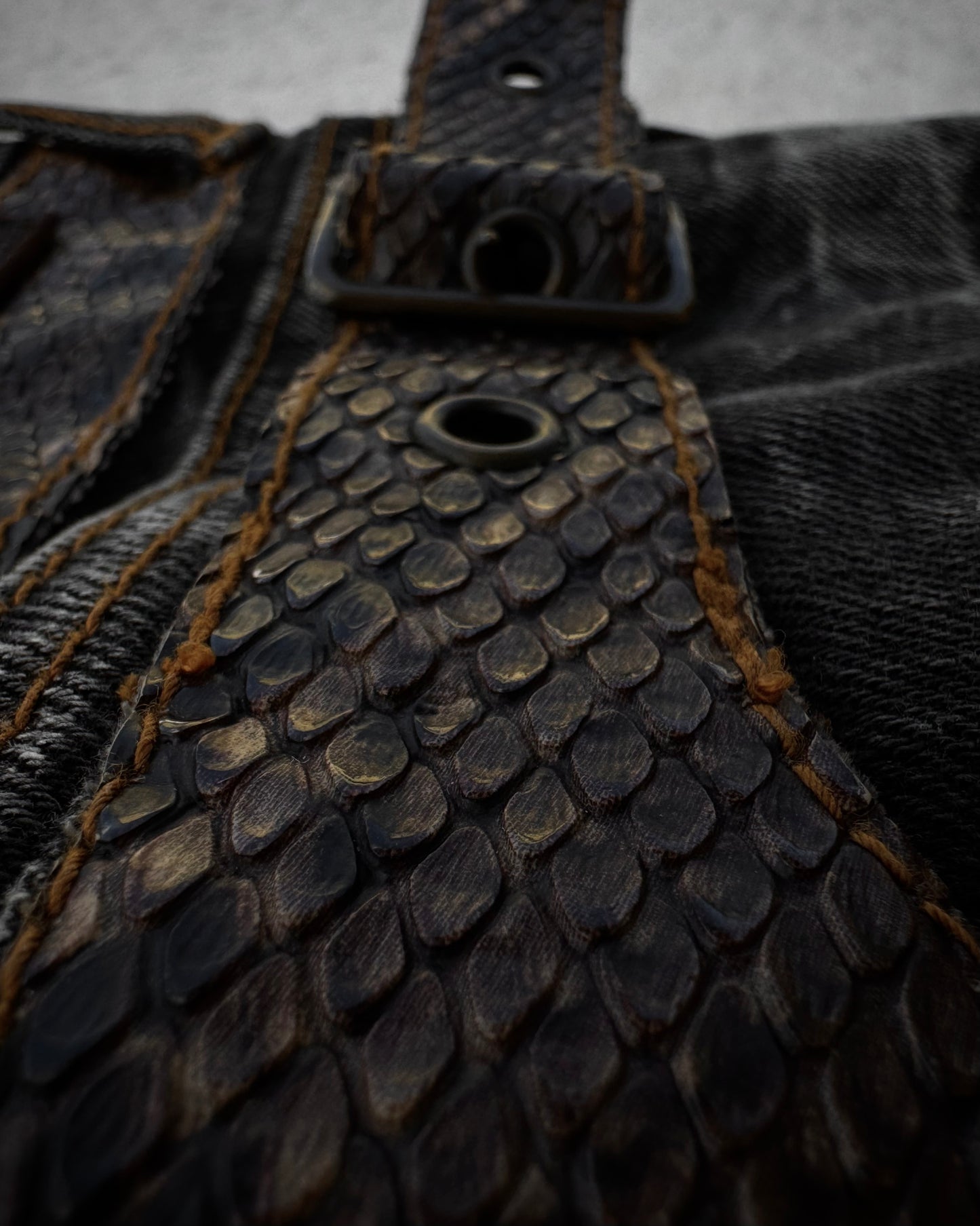 Tornado Mart Python Belted Flared Jeans
