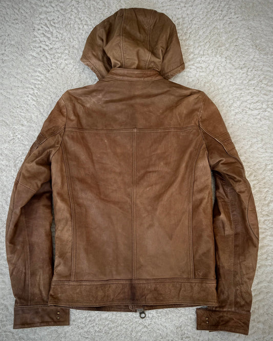 Ragina France Vintage Hooded Leather Jacket