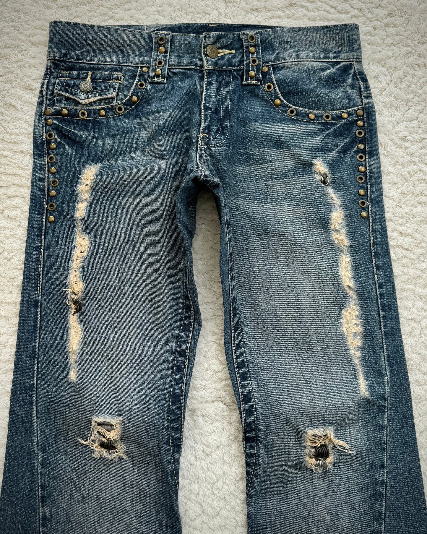 Tornado Mart Pierced Western Spiral Bootcut Jeans