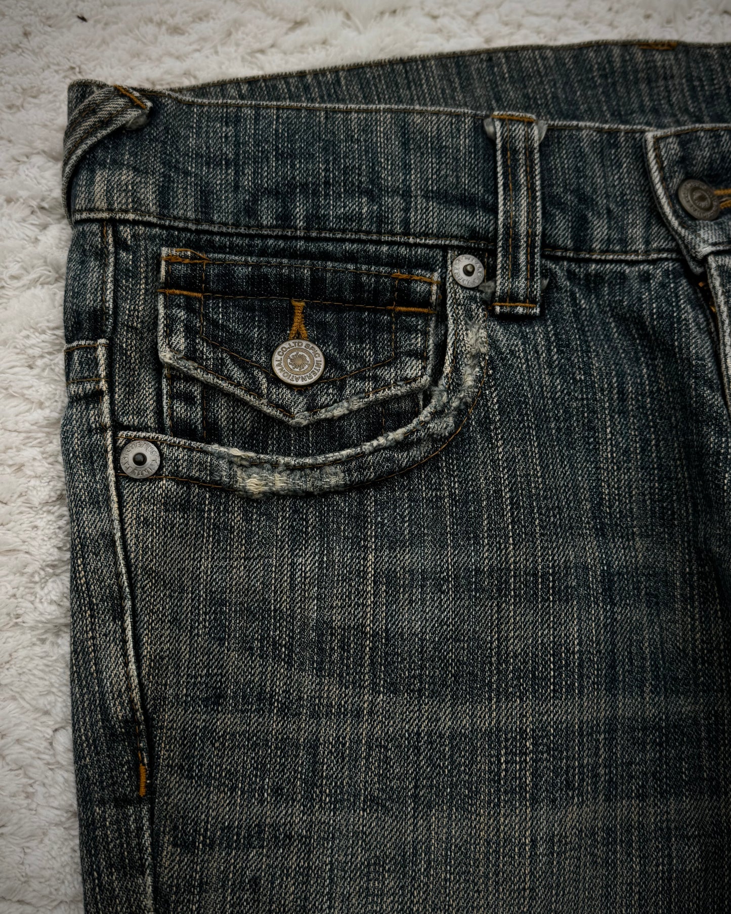 Tornado Mart Western Mud Washed Spiral Flared Jeans