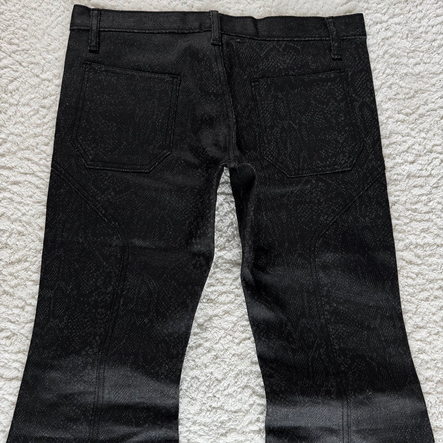 Dee Dee Waxed Python Pattern Bell Bottom Flared Denim