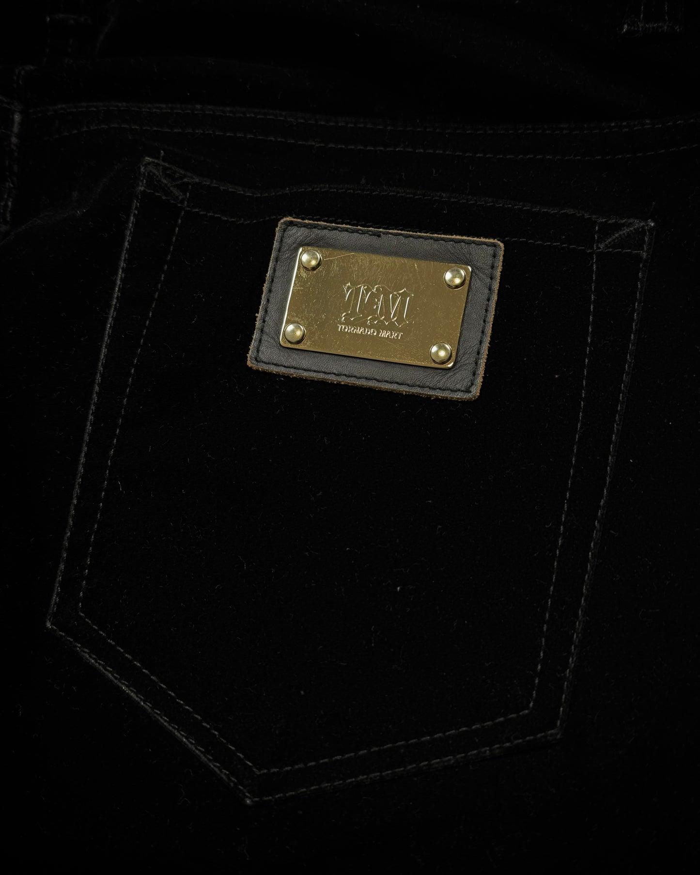 Tornado Mart Rose Embroidery Velour Flared Pants