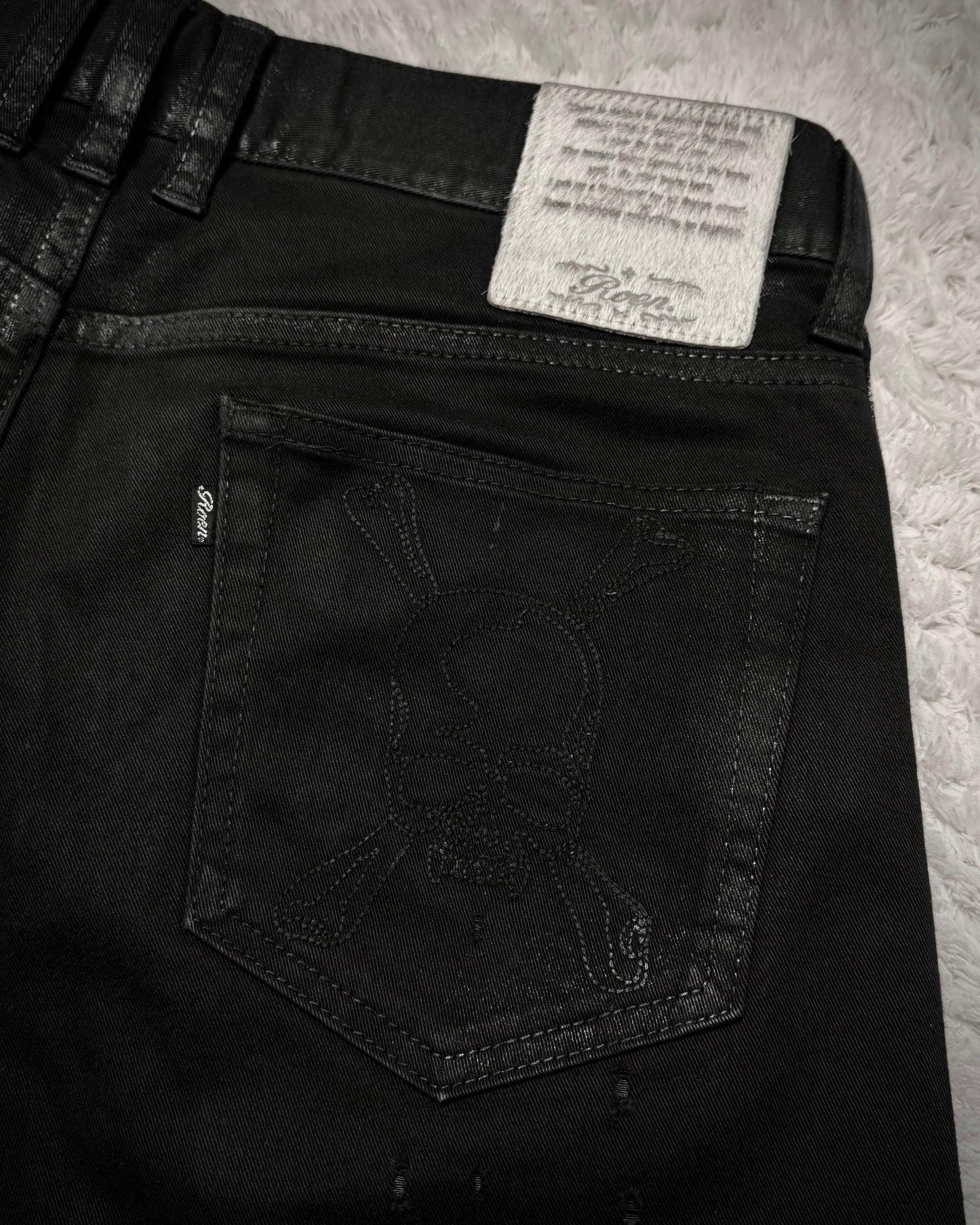 Roen Waxed Leopard Detailed Crashed Skinny Jeans