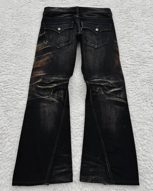 Tornado Mart Spiral Mud Wash Flared Jeans