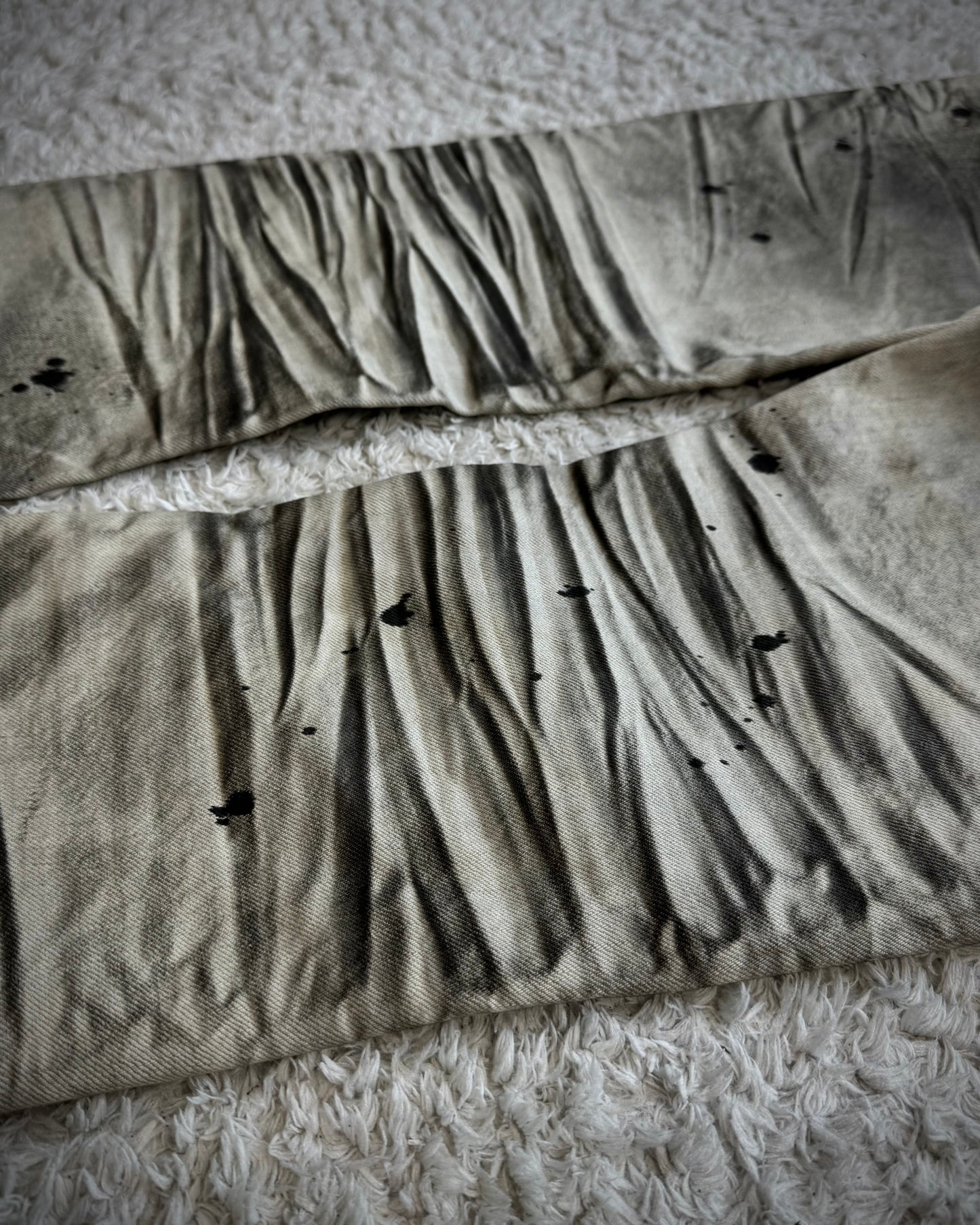 CavariA Leopard Repaired Clawmarks Washed Bootcut Jeans