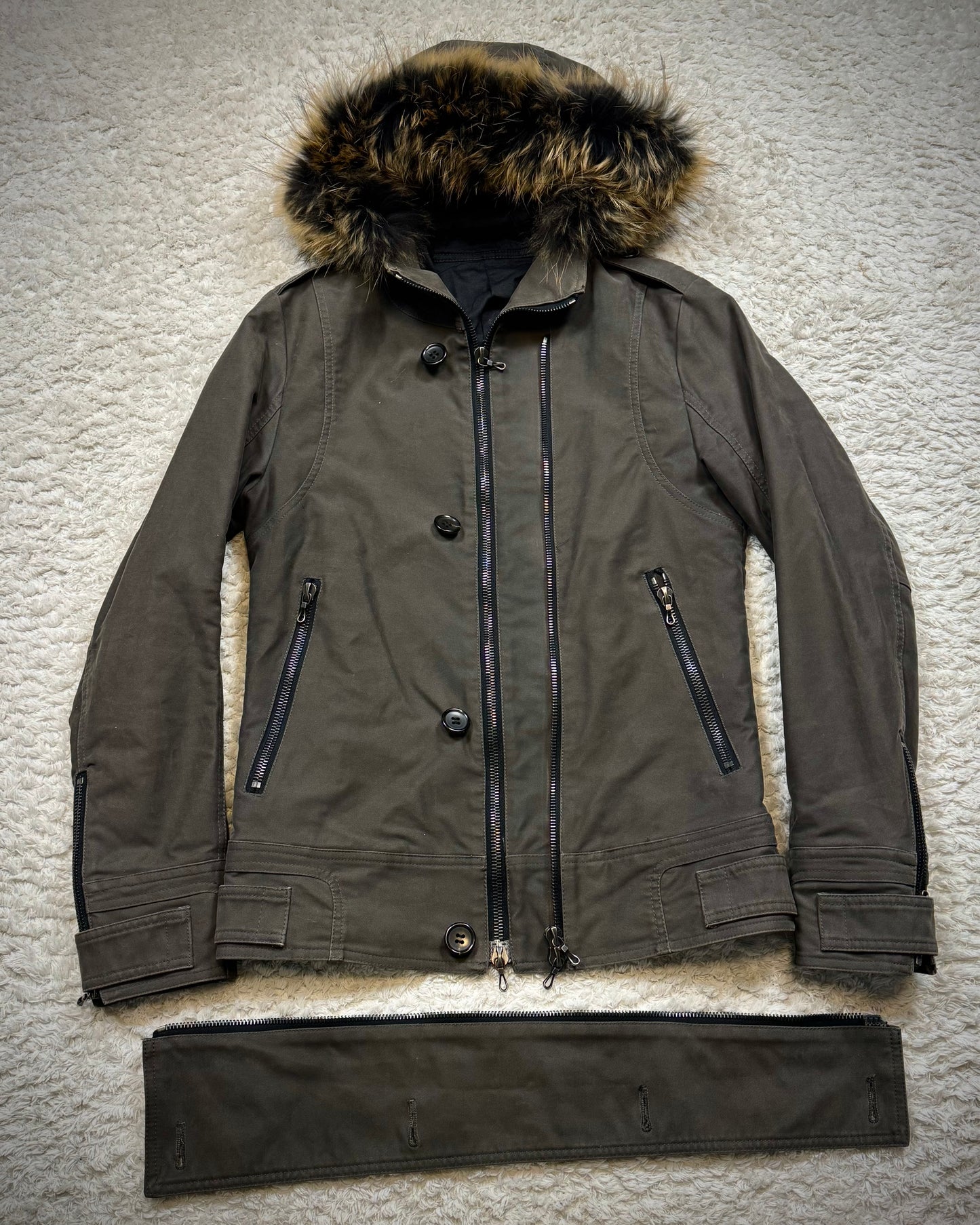 Shellac Fur Hood Double Zip Jacket