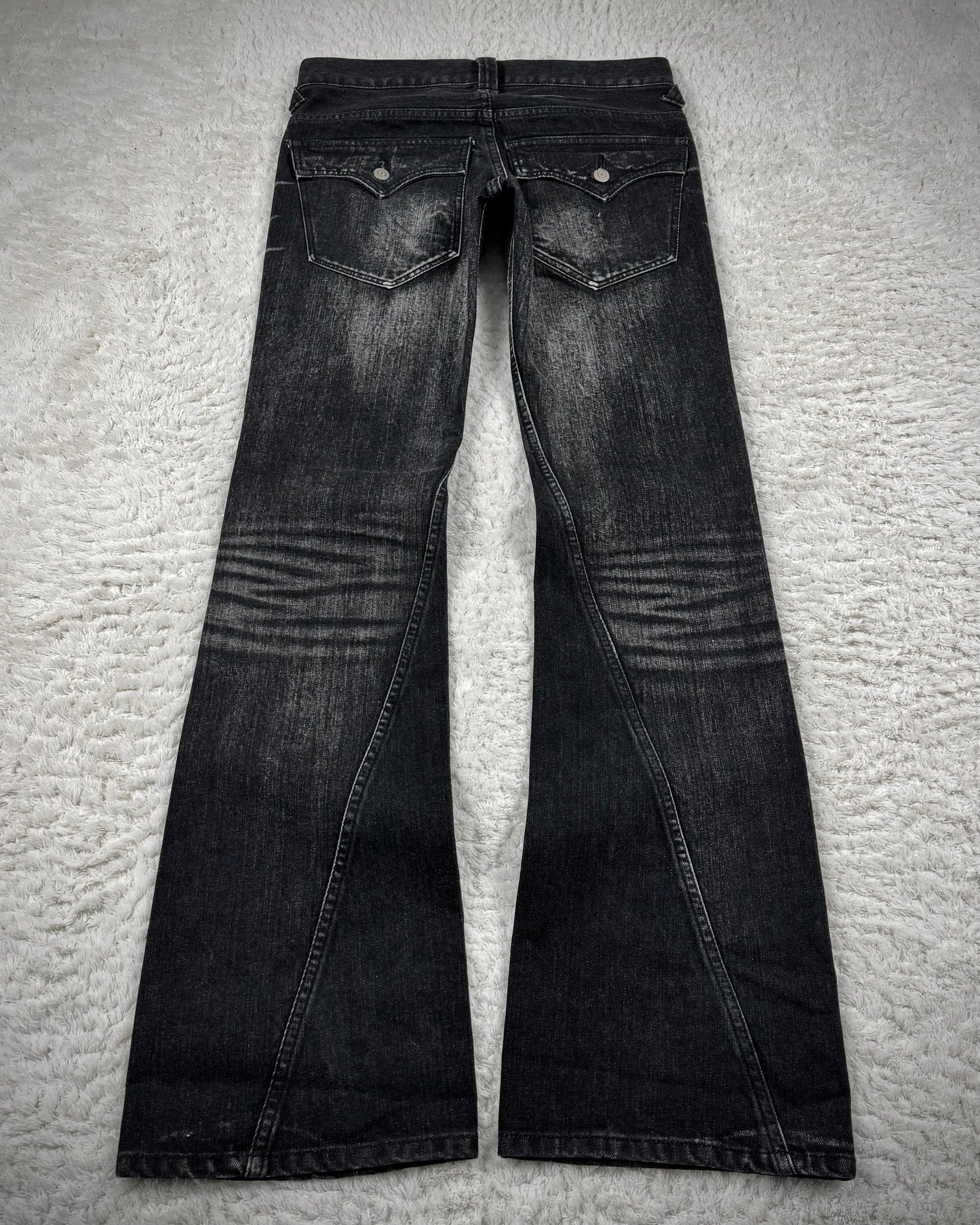 Tornado Mart Clawmark Wash Spiral Flared Jeans