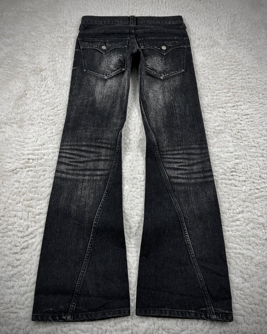 Tornado Mart Clawmark Wash Spiral Flared Jeans