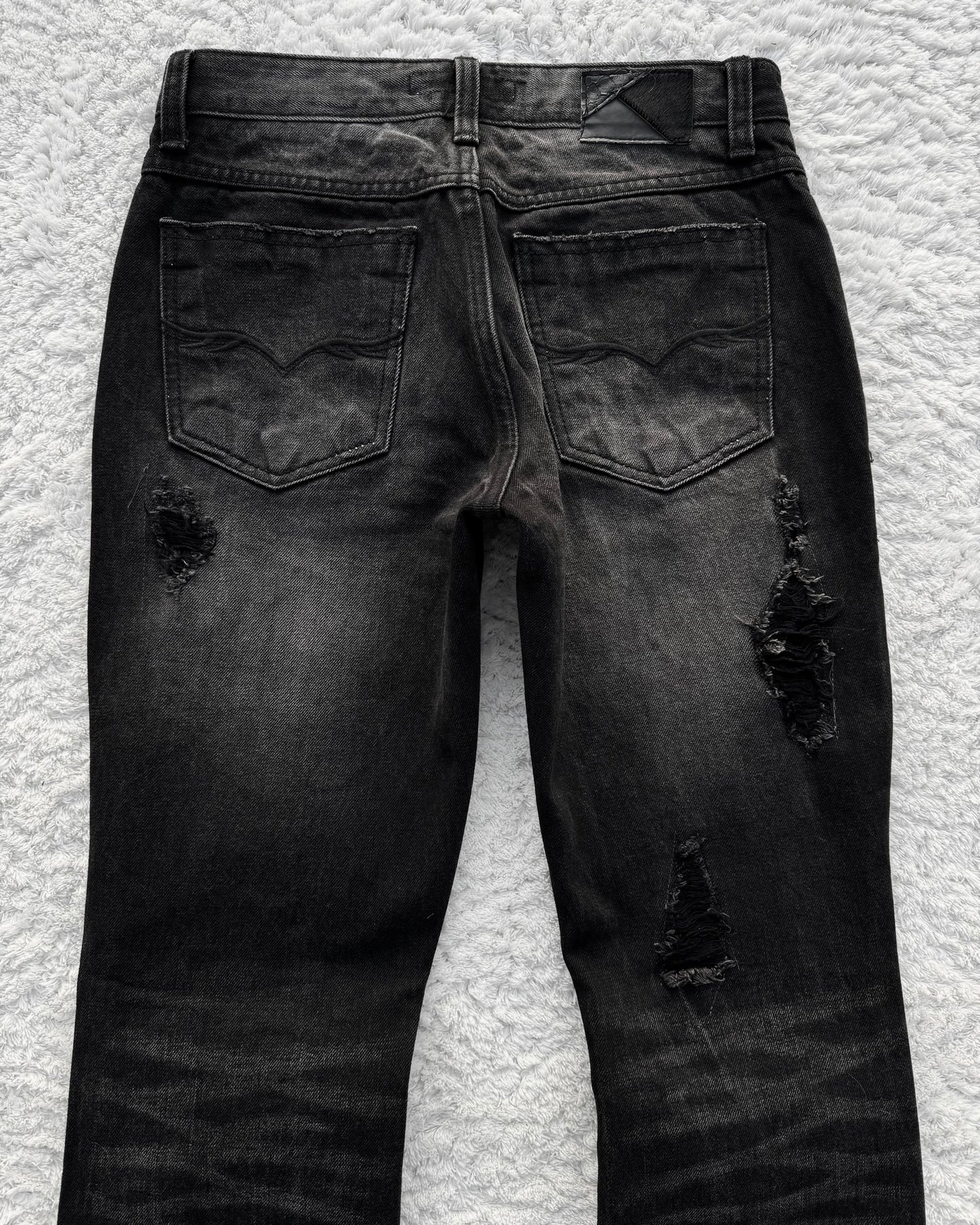 Fuga Croco Repaired Distressed Bootcut Jeans