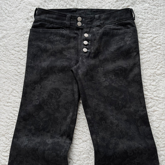 Tornado Mart Floral Bell Bottom Flared Jeans