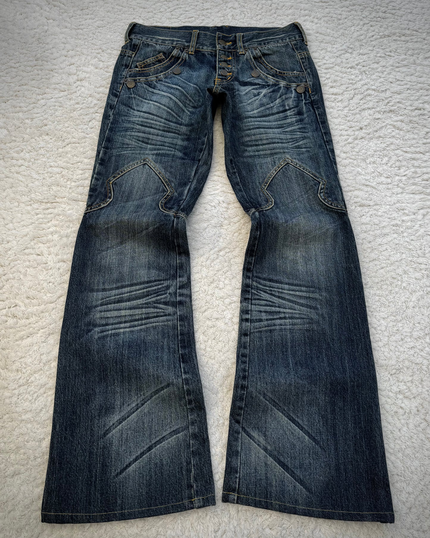 Tornado Mart Western Sword Knee Flared Jeans