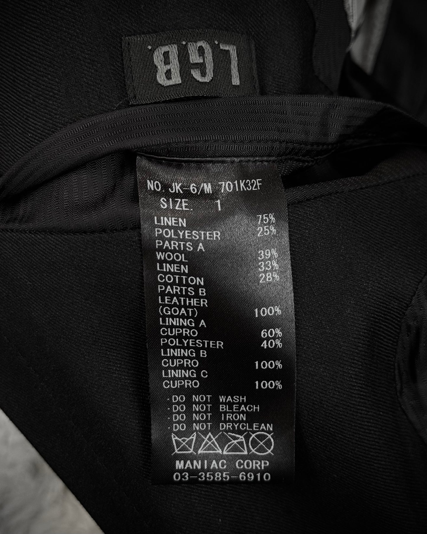 L.G.B. “JK-6” Fringed Spine Goat Collar Cross Blazer