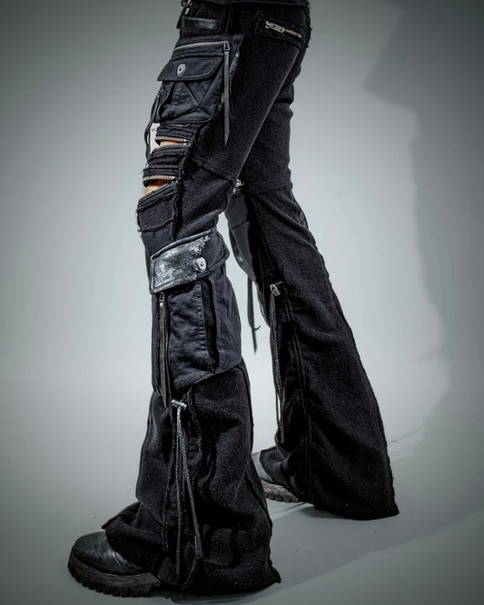 14th Addiction Python Detailed Flared Cargo Sweatpants