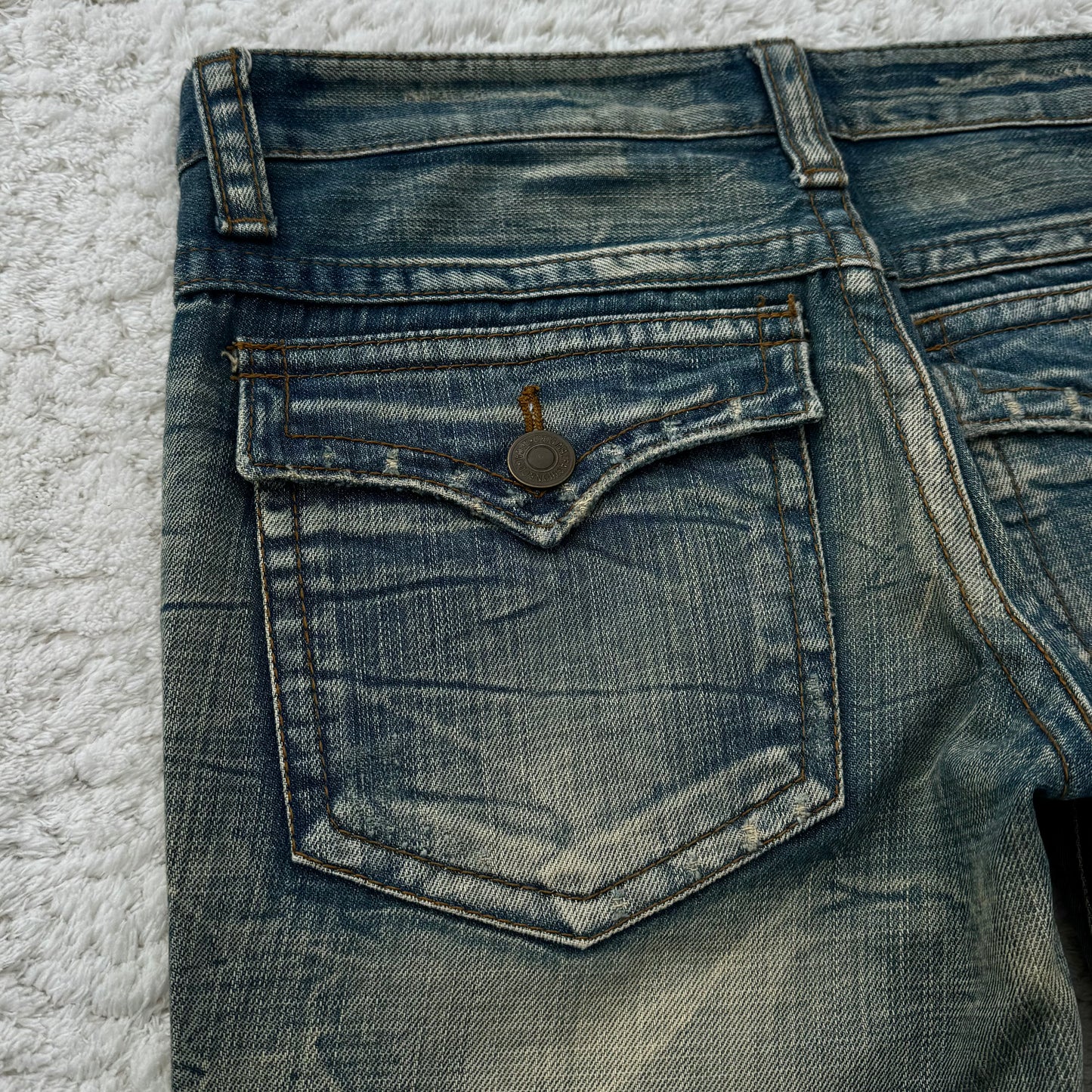 Agate Label Honeycomb Mud Wash Flared Jeans