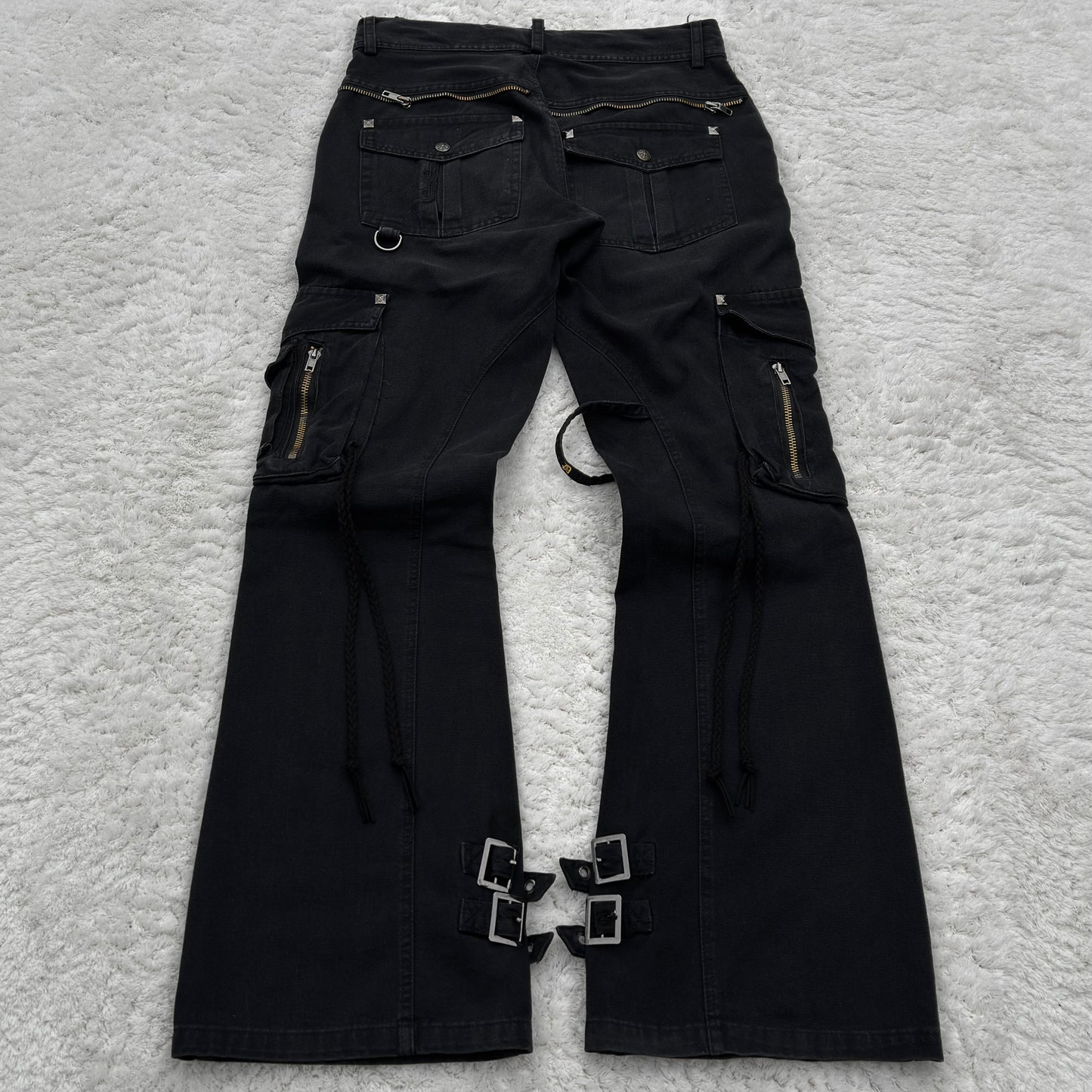 Midas Multi-Zippers Chained Bootcut Cargo Pants