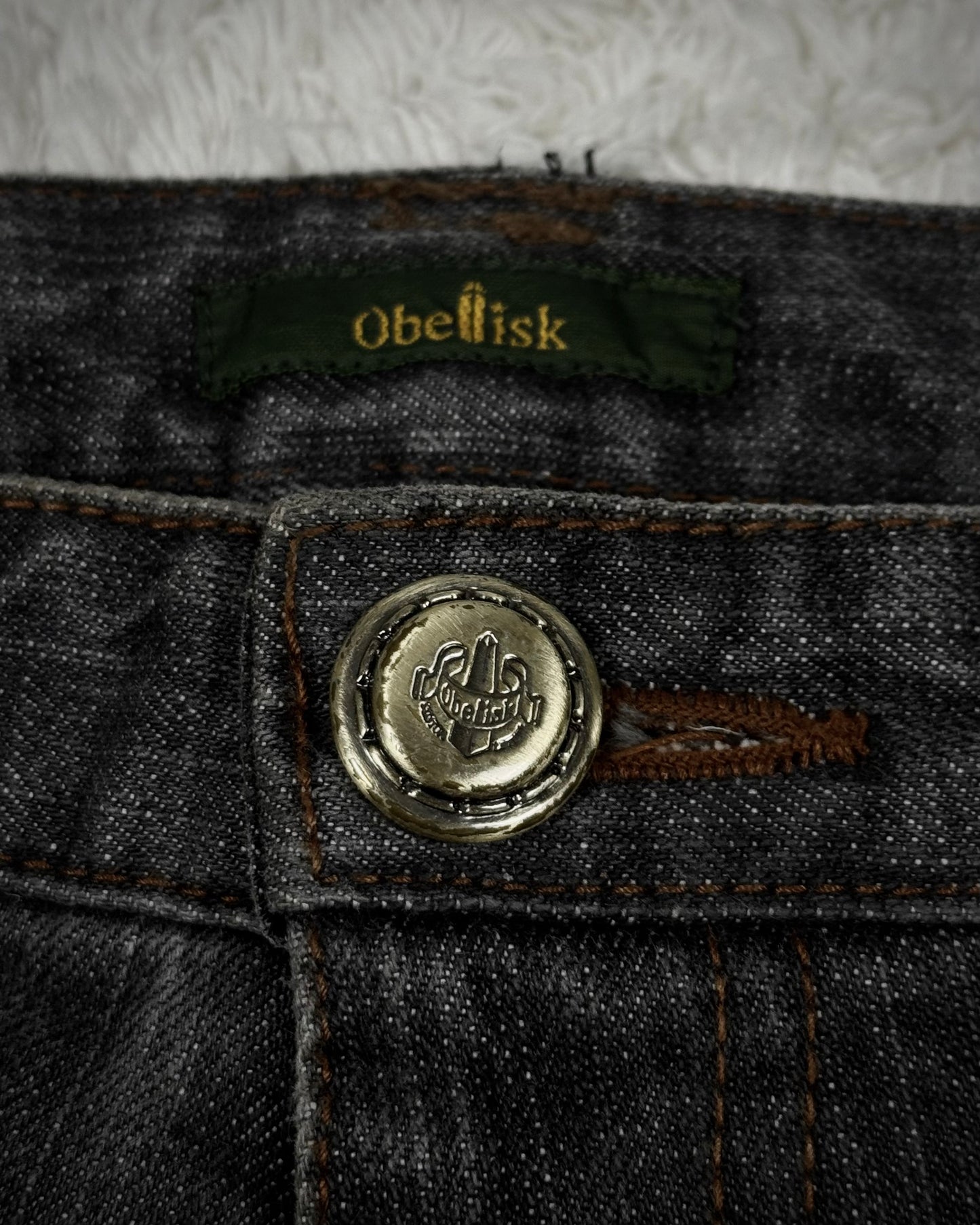 Obelisk Vintage Leather Pocket Flared Jeans