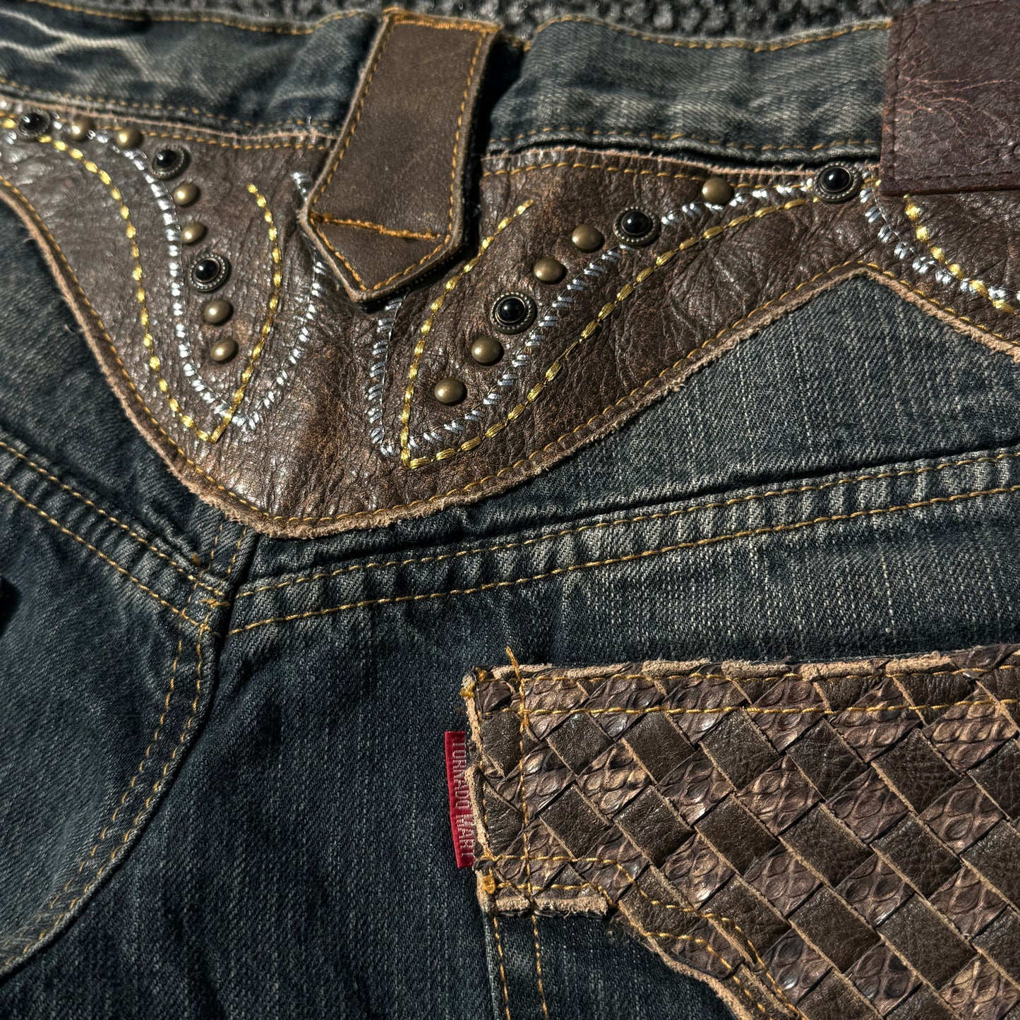 Tornado Mart Western Lace-Up Flared Denim