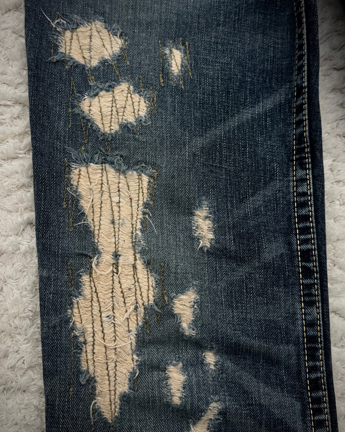 Irish Western Studded Repaired Distressing Jeans