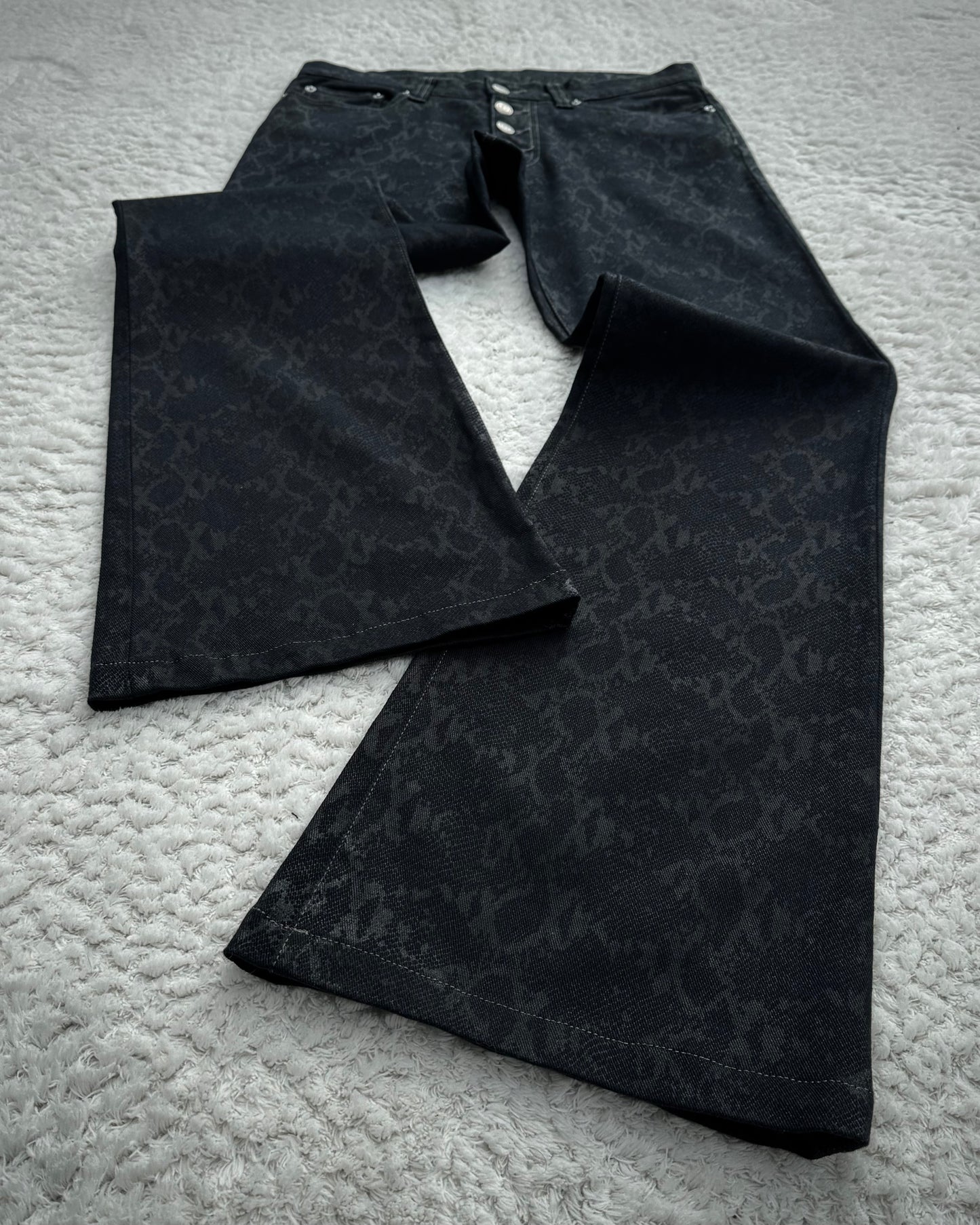Tornado Mart Snakeskin Pattern Flared Pants