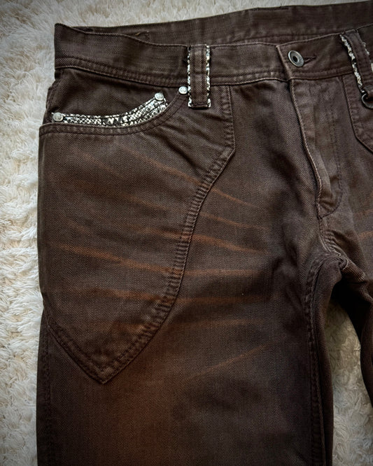 Nicole Club Python Detailed Clawmarks Washed Bootcut Jeans