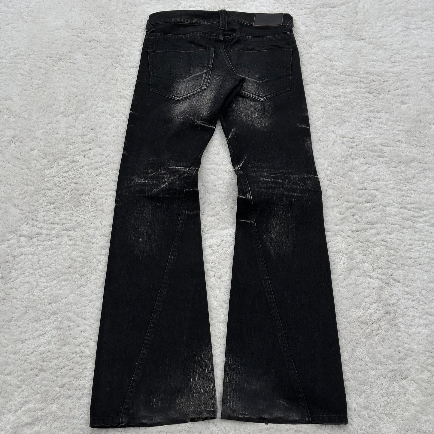 Tornado Mart Whisker Wash Spiral Flared Jeans