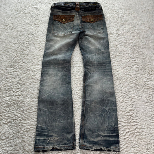 LowBox Python Detailed Bootcut Flared Jeans