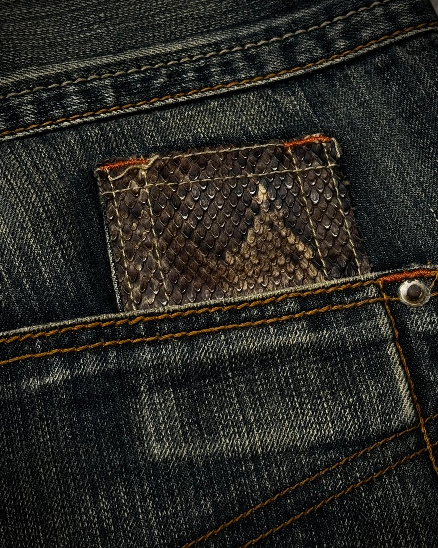 Semantic Design Python Detailed Spiral Flared Jeans