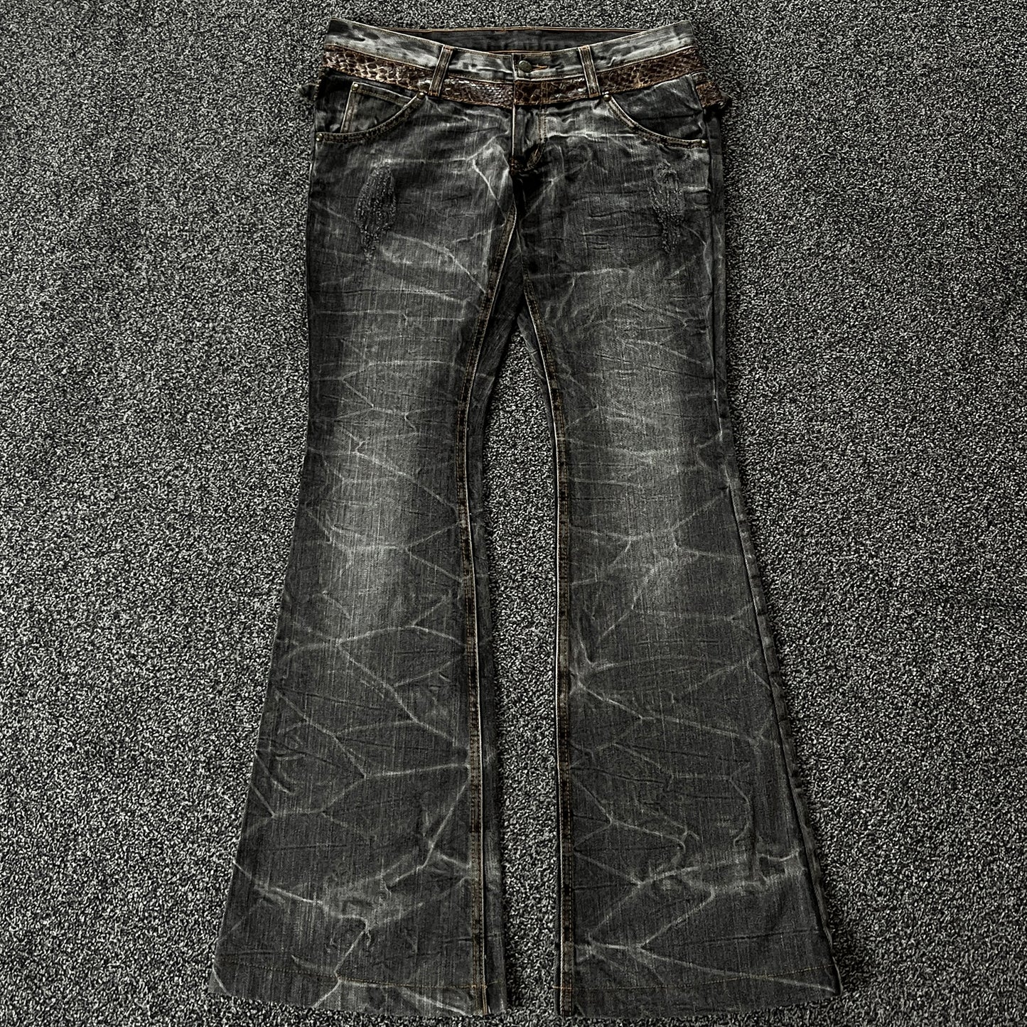 Tornado Mart Snakeskin Flared Denim