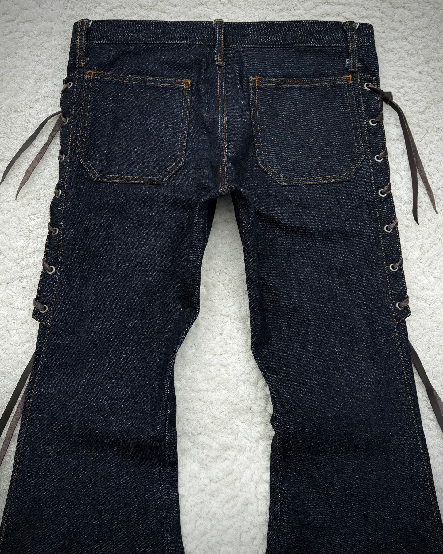 Dee Dee Raw Denim Lace Up Flared Bell Bottoms