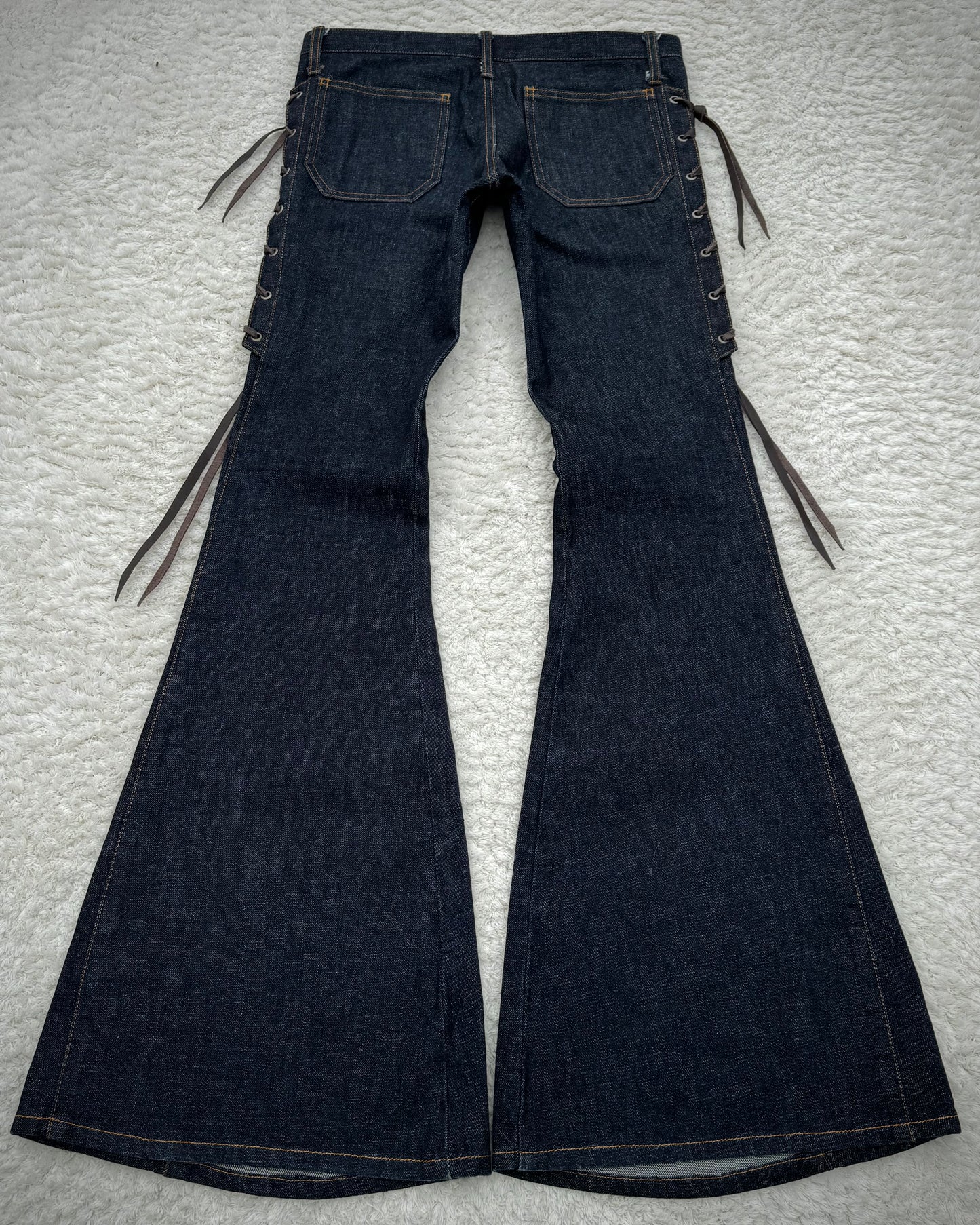 Dee Dee Raw Denim Lace Up Flared Bell Bottoms