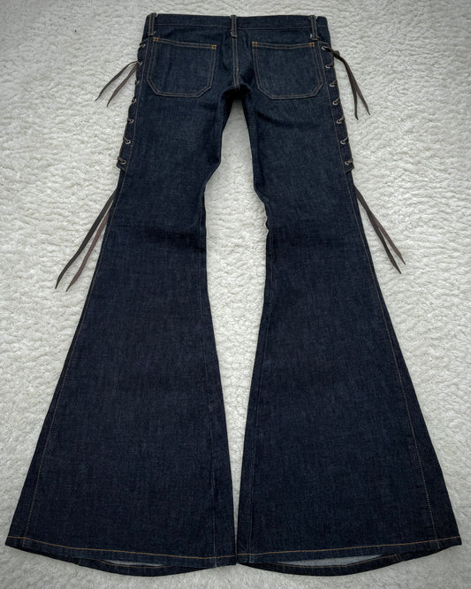 Dee Dee Raw Denim Lace Up Flared Bell Bottoms