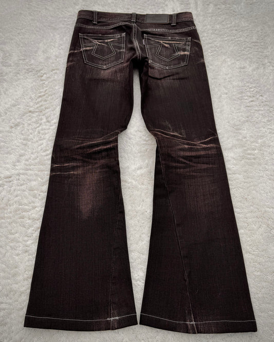 Tornado Mart Bordeaux Washed Spiral Flared Jeans