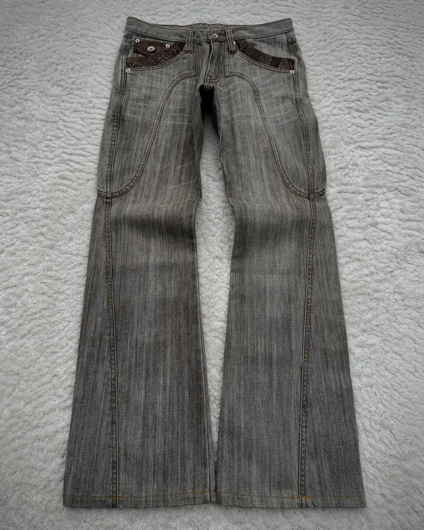 Semantic Design Python Detailed Earthy Bootcut Jeans