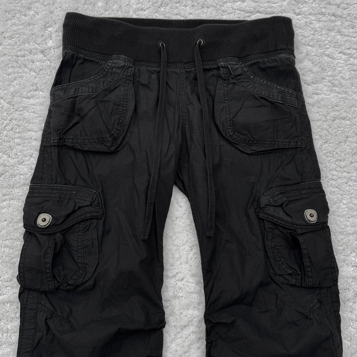 G.O.A Black Gas Mask Flared Cargo Pants