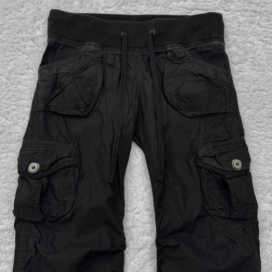 G.O.A Black Gas Mask Flared Cargo Pants