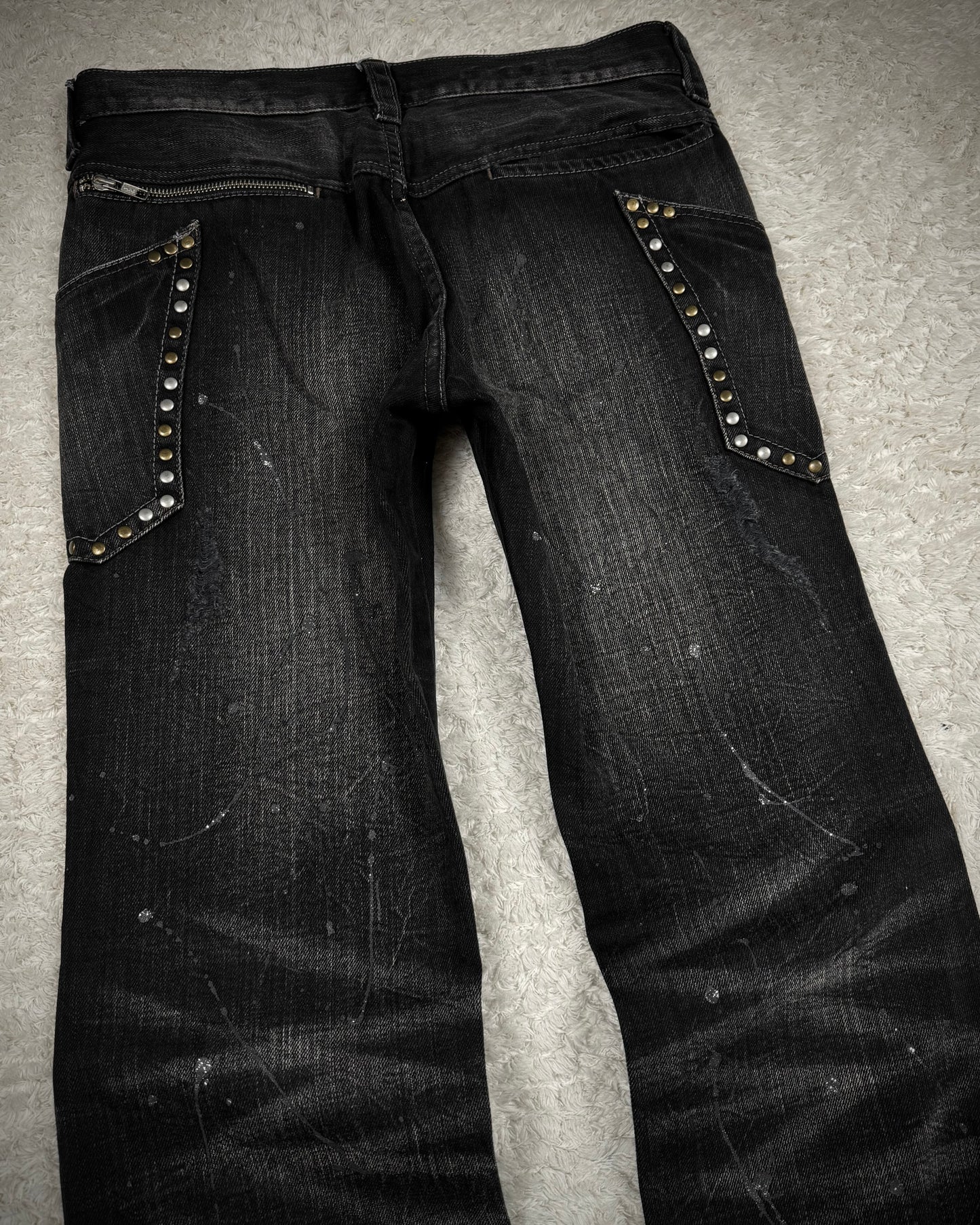 Ikka Silver Splatter Studded Pockets Bootcut Jeans