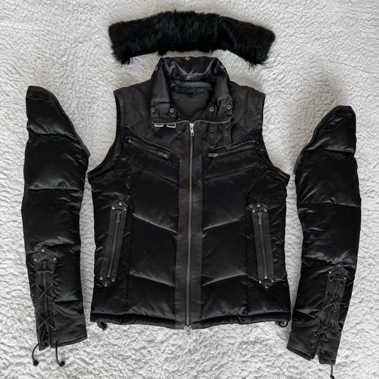 Schlüssel Rabbit Fur Collar Lace-Up Sleeves Jacket