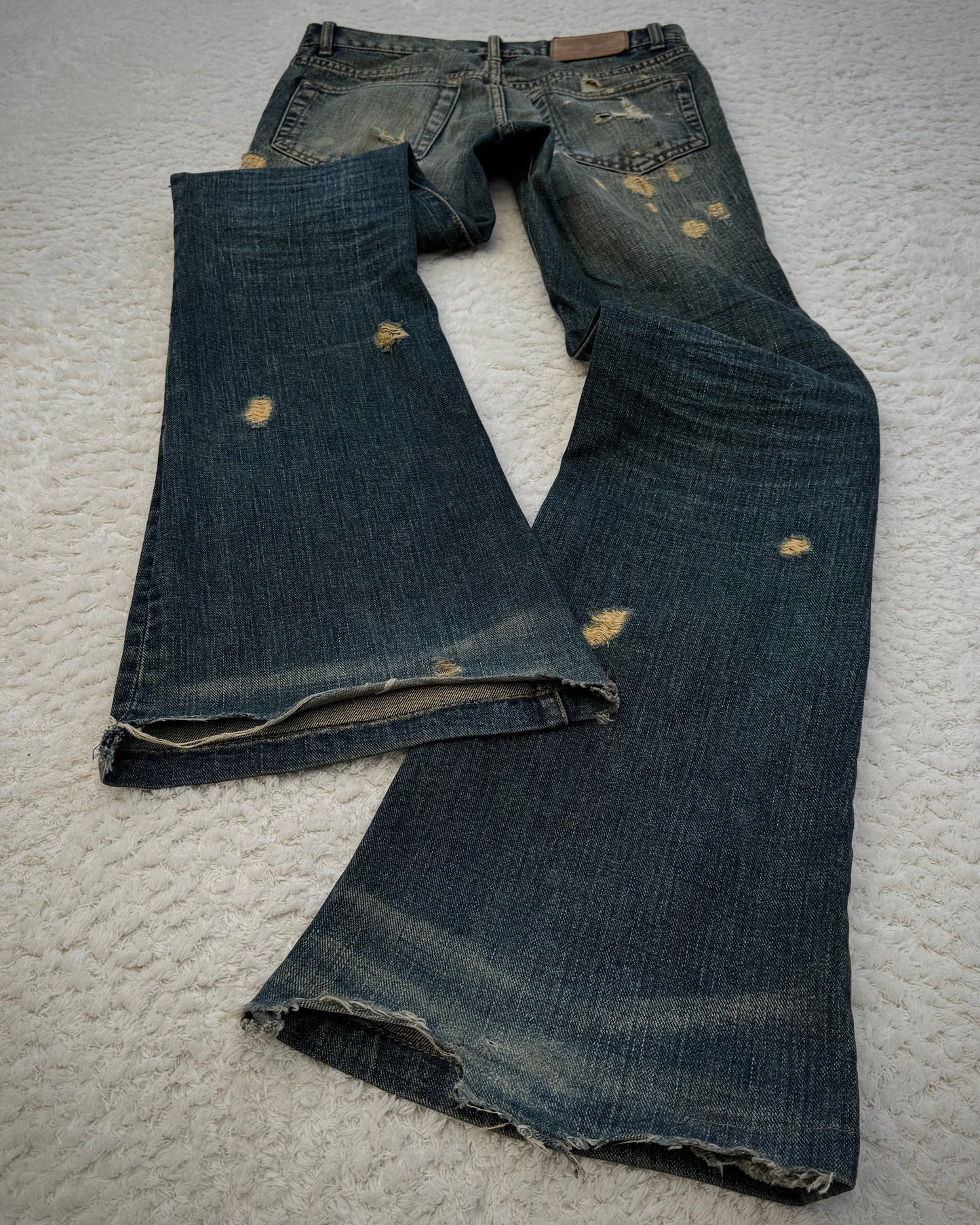 Tornado Mart Mud Washed Repaired Distressing Flared Jeans