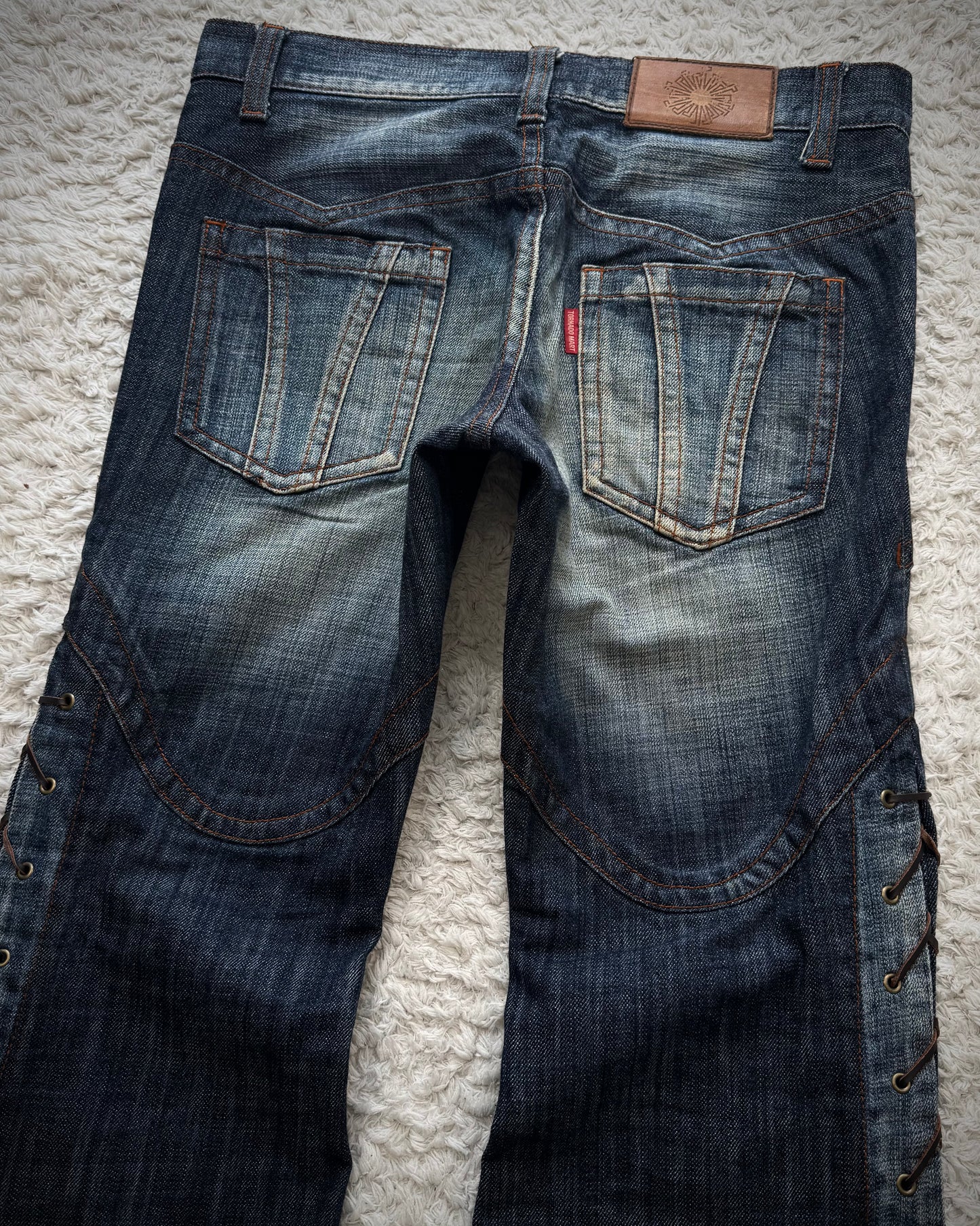 Tornado Mart Vintage Lace Up Flared Denim