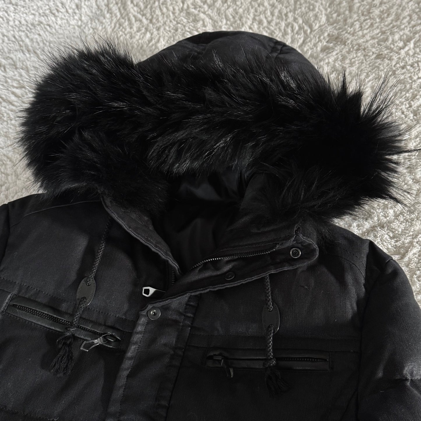 5351 Pour Les Hommes Raccoon Fur Puffer Jacket
