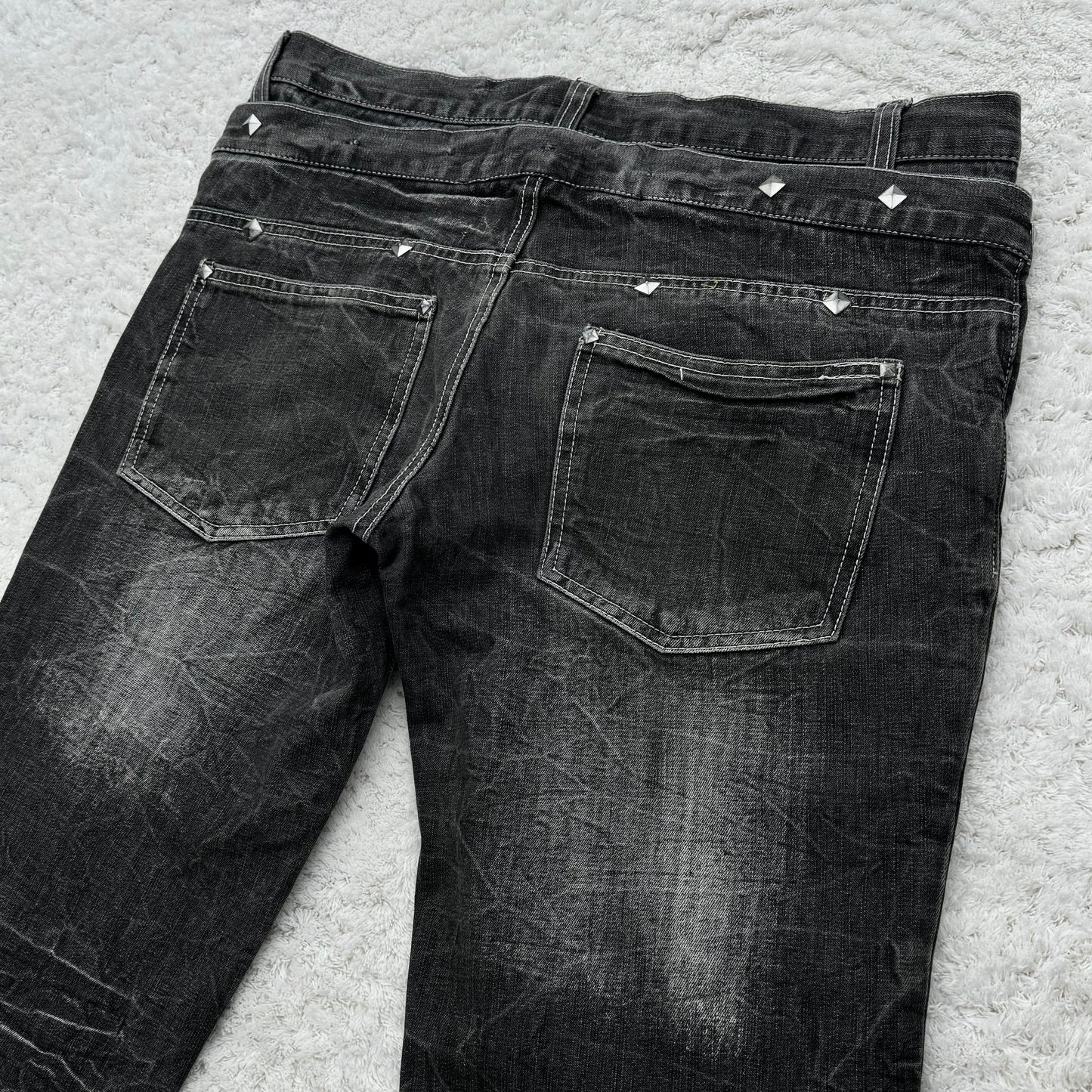 In The Attic Double Waisted Lace-Up Bootcut Jeans